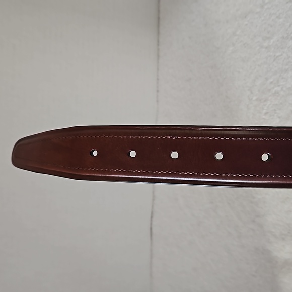 Daniel Cremieux | Men's Leather Brass Sliver Tone Hardware Belt 38 - Picture 11 of 13